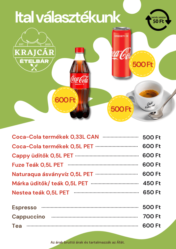 Krajcát Ételbár itallap veszprém