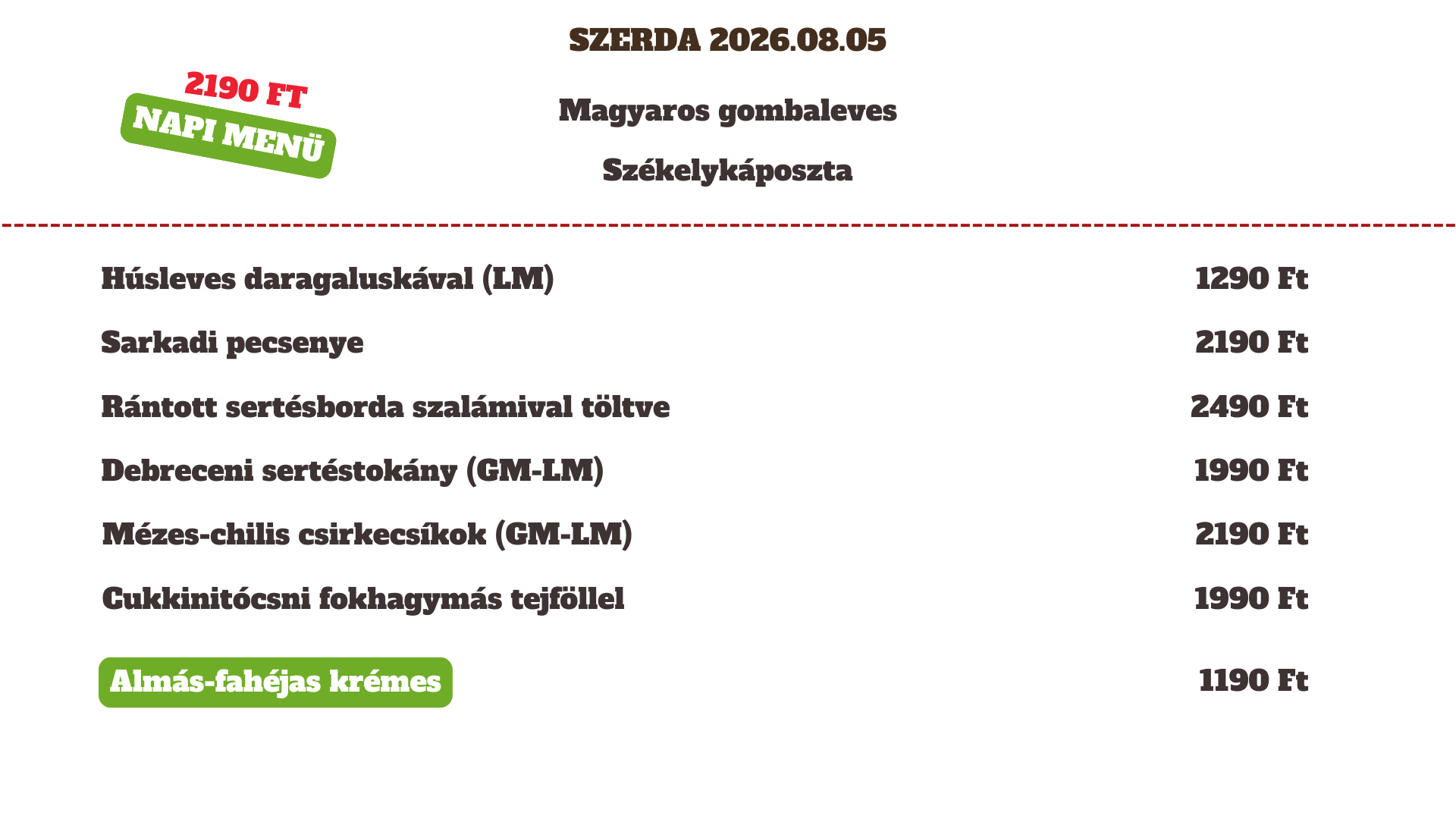 2026.08.05 Szerda