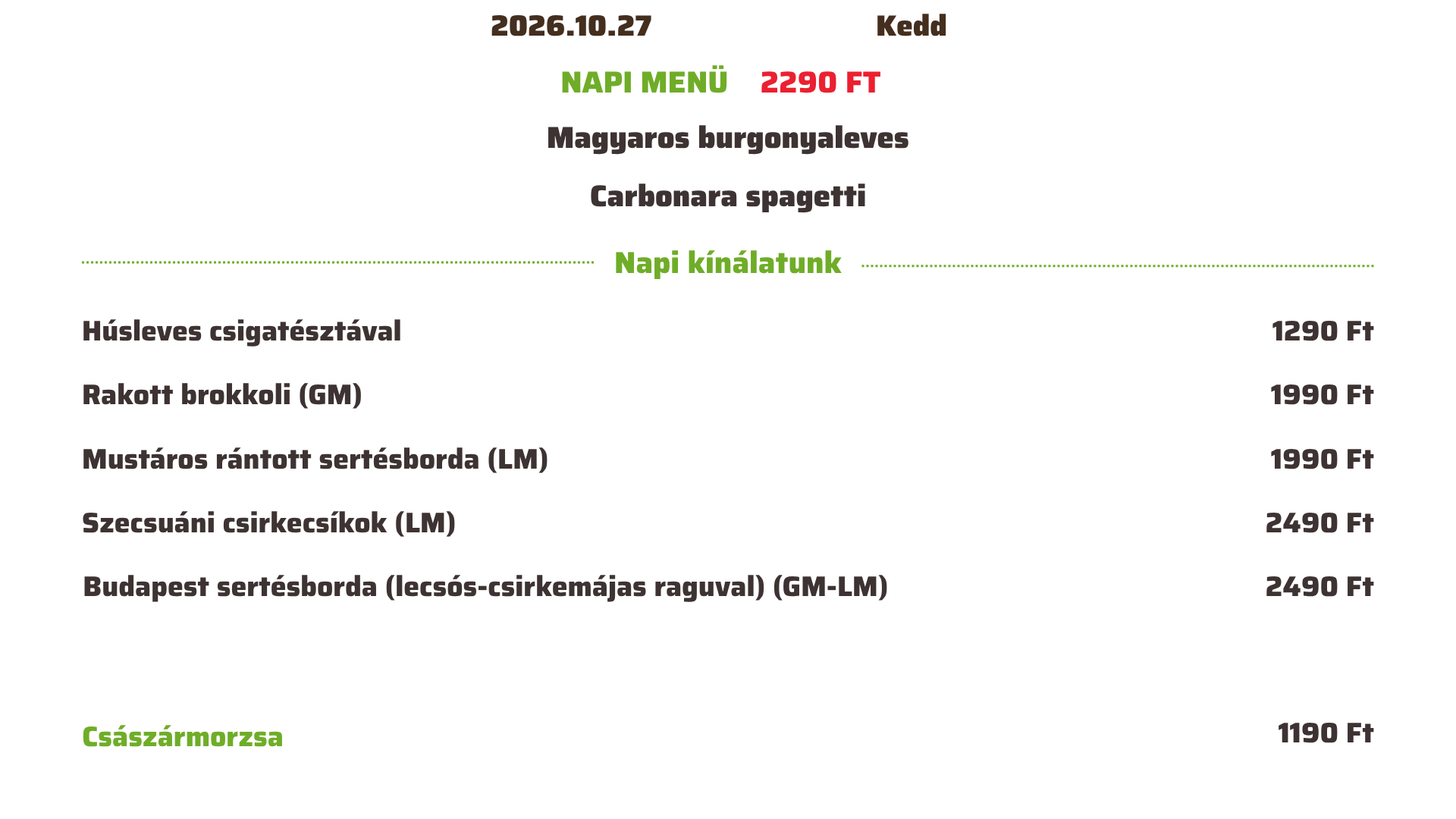 Kedd (2026.10.27.)