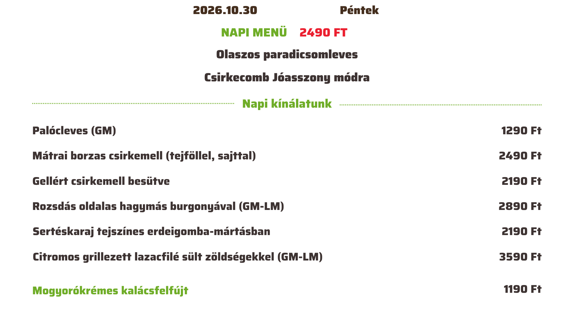 Péntek (2026.10.30.)