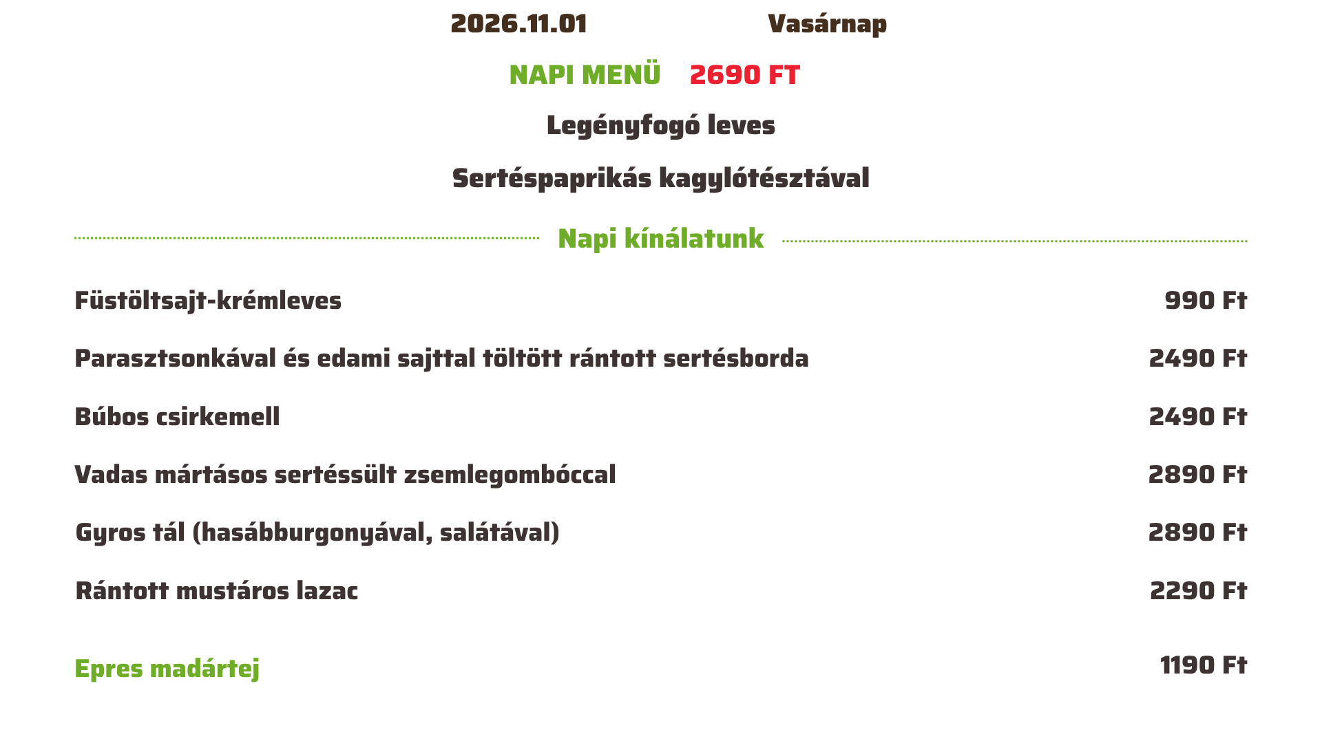 Vasárnap (2026.11.01.)